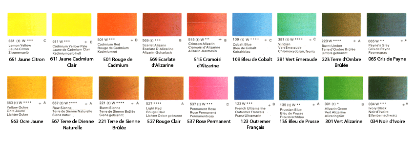 Palette de 18 couleurs boîste Rowney